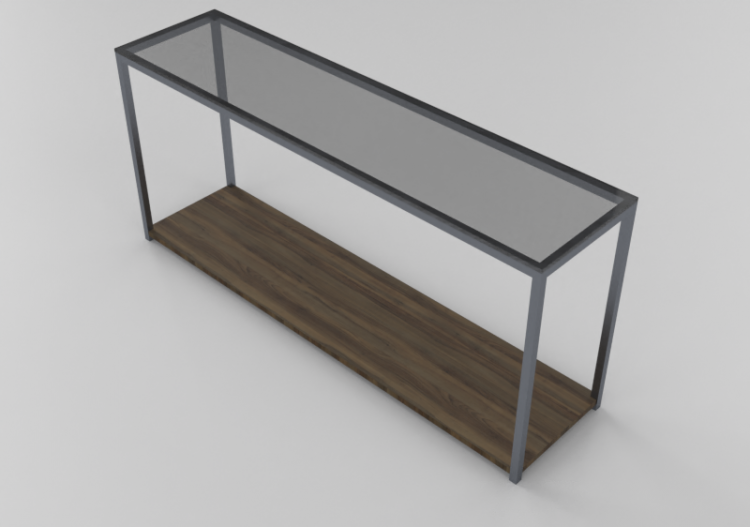 桌子 - Table with steel frame and glass base 170x40x77cm -...