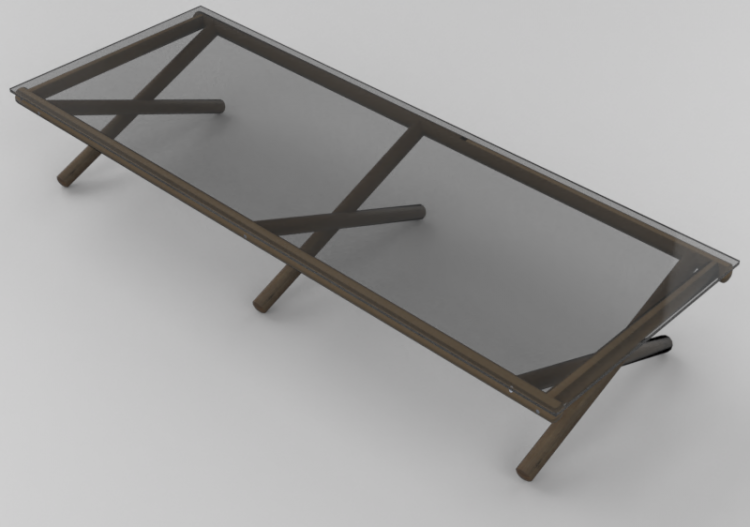 桌子 - Coffee table with glass base 220x80x35cm - Sierra -...