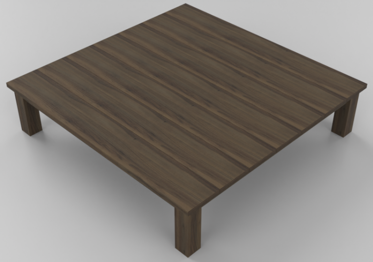 Mesas 3D - Mesa de apoyo de madera maciza 150x150x35cm -...
