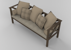 3D Chairs - 3 seater solid wood sofa - Sierra - 22515C
