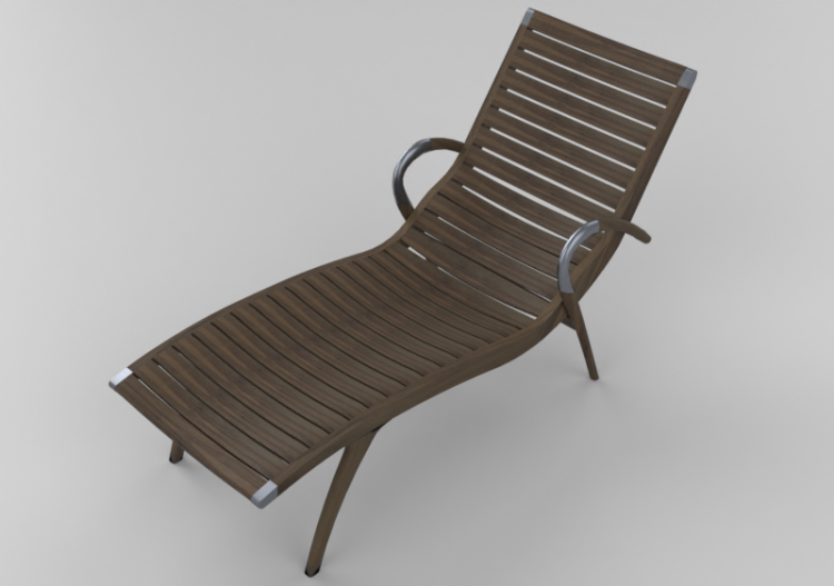 Espreguiçadeira e Camas 3D - Chaise de madeira maciça -...