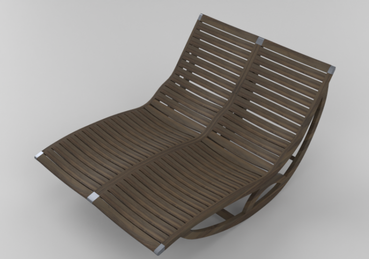 3D Deck chairs and sunbeds - Solid wood rocking deck chair...