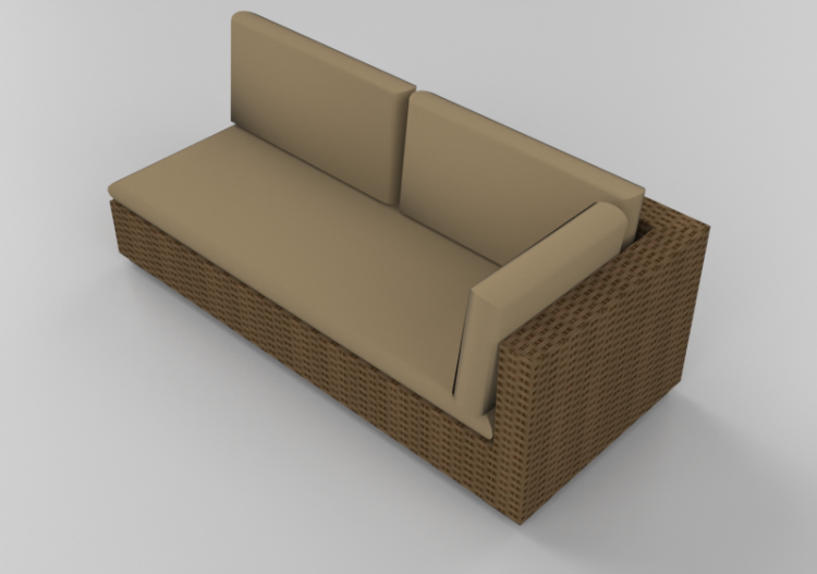 3D Chairs - Wicker sofa with backrest and left armrest -...