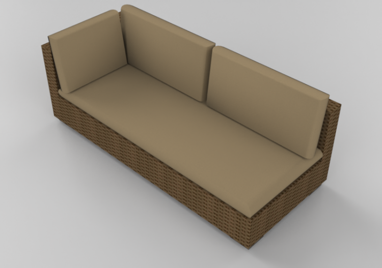 Chaises 3D - Canapé en osier avec dossier et coudoir droit...
