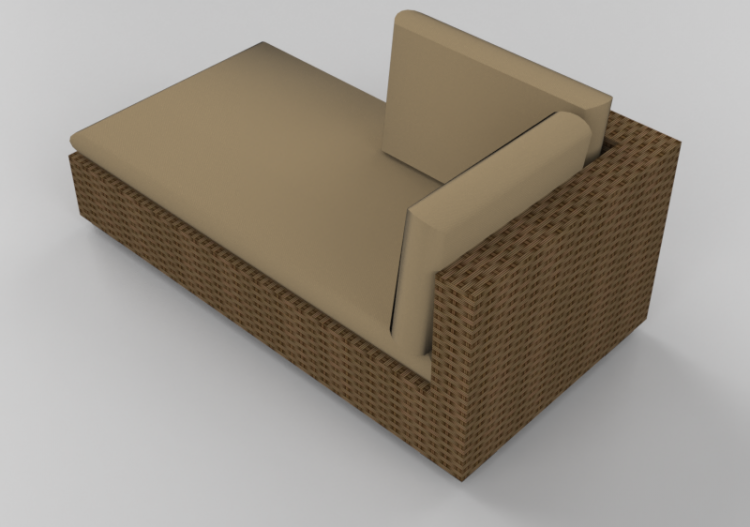 Chaises 3D - Canapé en osier avec dossier partiel et...