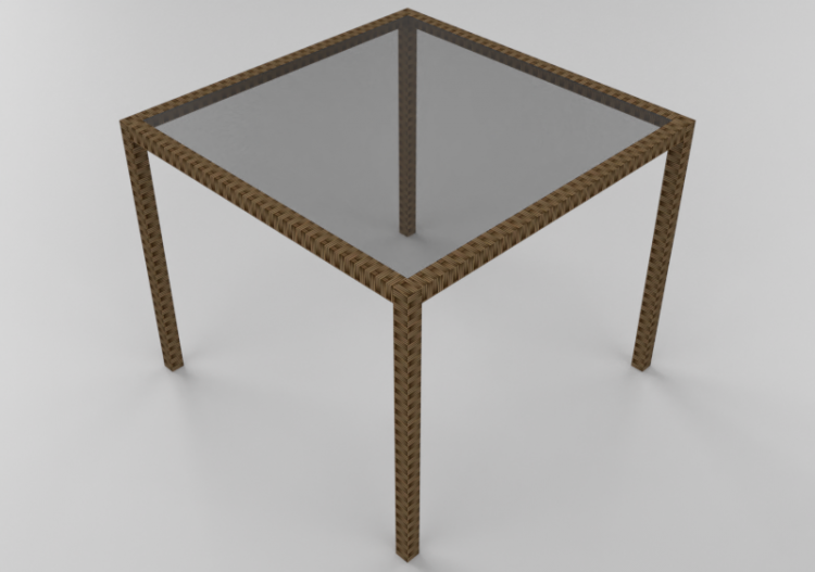 Tavoli 3D - Tavolo in vimini 100x100x80cm - ACCA software