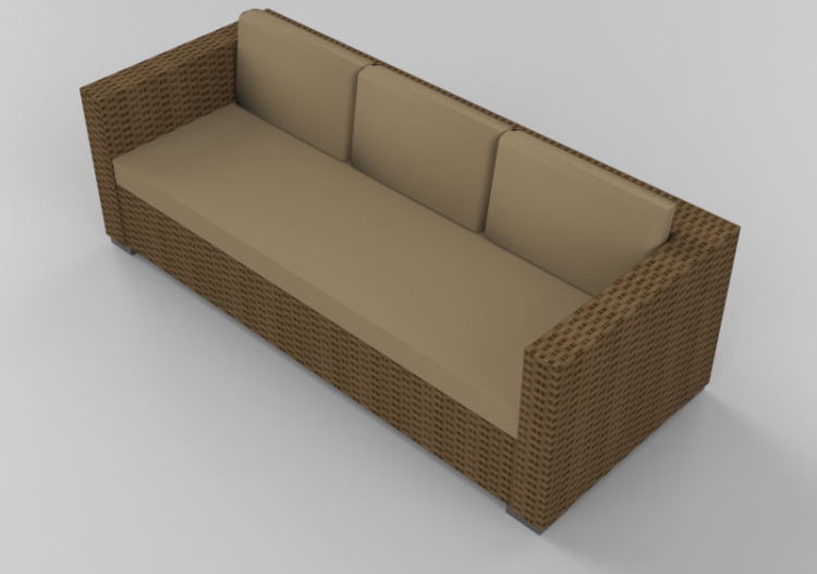 Sillas y Poltronas 3D - Sofá de mimbre tras plazas - ACCA...