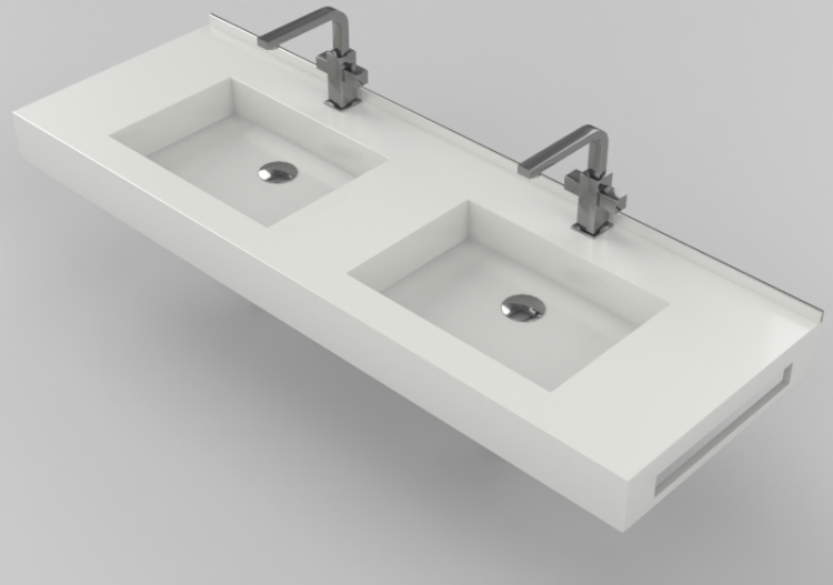 3D Waschbecken - Badezimmer Waschbecken 1410x480mm - Fiora...