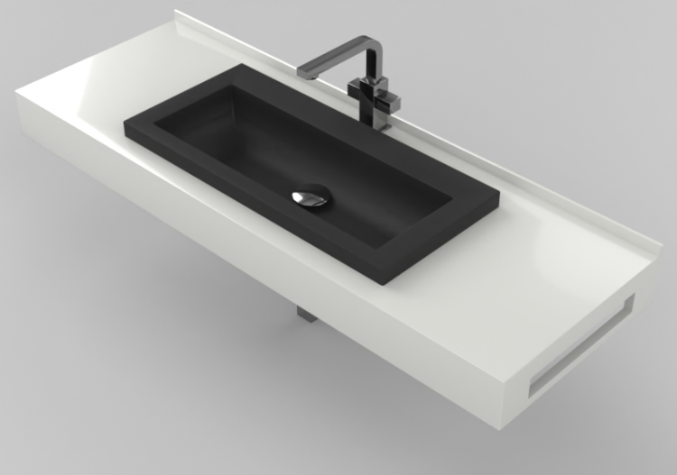 Lavabos 3D - Lavabo Salle de Bain à encaissement 1210x420mm...