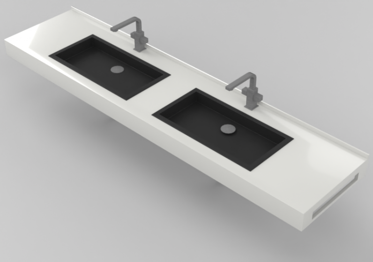 Lavabos 3D - Lavabo Baño encastrado 2010x480mm - Fiora -...