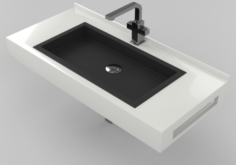 3D Sinks - Bathroom wash basin - countersunk 710x420mm -...