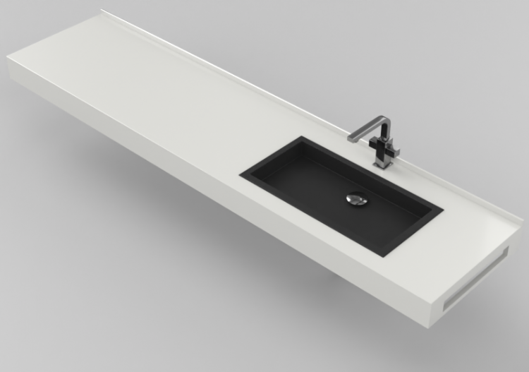 3D Waschbecken - Badezimmer Einbauwaschbecken 2010x480mm -...