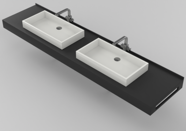 3D Sinks - Bathroom wash basin for base support 2010x480mm...