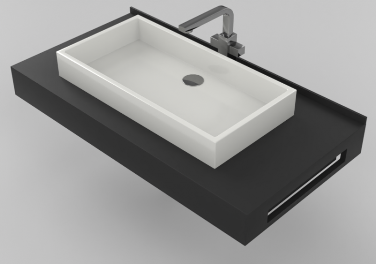 3D Waschbecken - Badezimmer Aufsatzwaschbecken 710x480mm -...