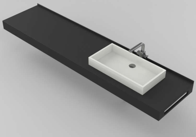 3D Sinks - Bathroom wash basin for base support 2010x480mm...