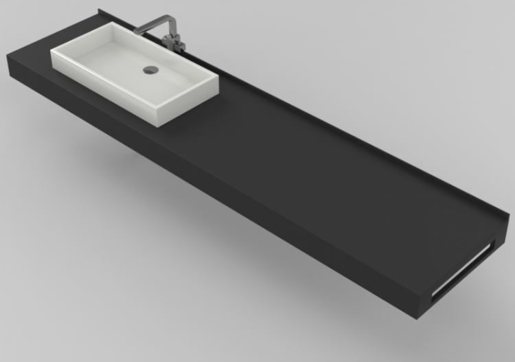 3D Sinks - Bathroom wash basin for base support 2010x480mm...