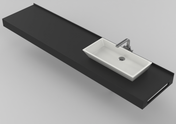 3D Sinks - Bathroom wash basin for base support 2010x480mm...