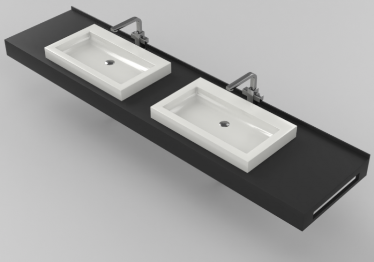 Lavabi 3D - Lavabo Bagno d'appoggio 2010x480mm - Fiora -...