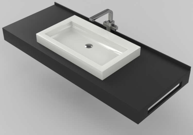 3D Sinks - Bathroom wash basin for base support 1210x480mm...