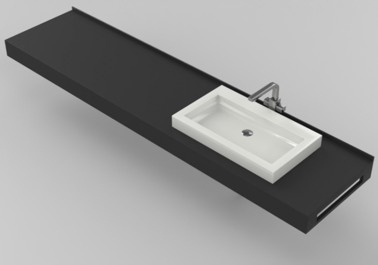 3D Sinks - Bathroom wash basin for base support 2010x480mm...
