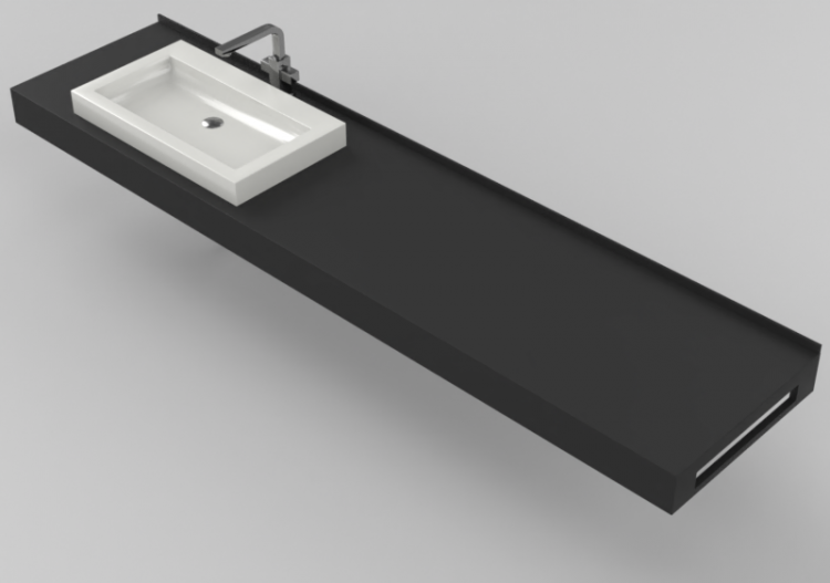 3D Sinks - Bathroom wash basin for base support 2010x480mm...