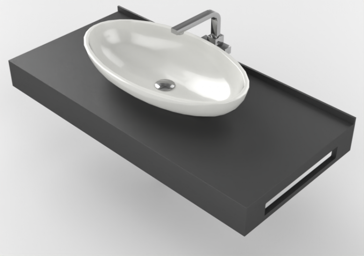 Pias 3D - Pia de Banheiro de apoio 1010x480mm - Fiora -...