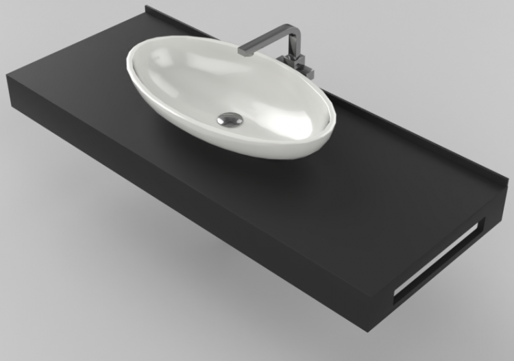 Pias 3D - Pia de Banheiro de apoio 1210x480mm - Fiora -...