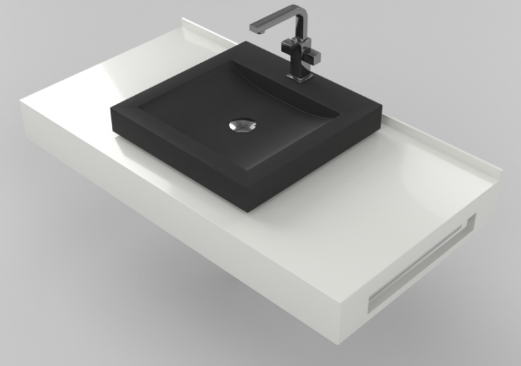 3D Waschbecken - Badezimmer Aufsatzwaschbecken 710x480mm -...