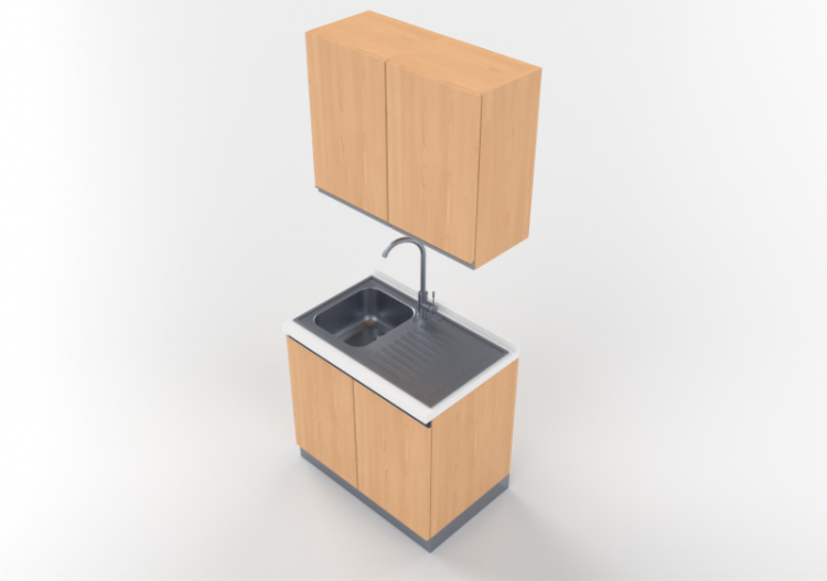 Cozinhas 3D - Bloco pia linear 90x216cm - ACCA software