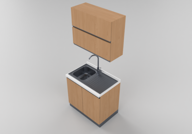 Cozinhas 3D - Bloco pia linear 90x216cm - ACCA software