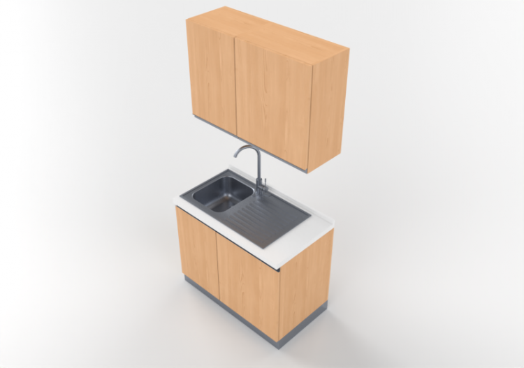Cucine 3D - Blocco lavello lineare 105x216cm - ACCA...