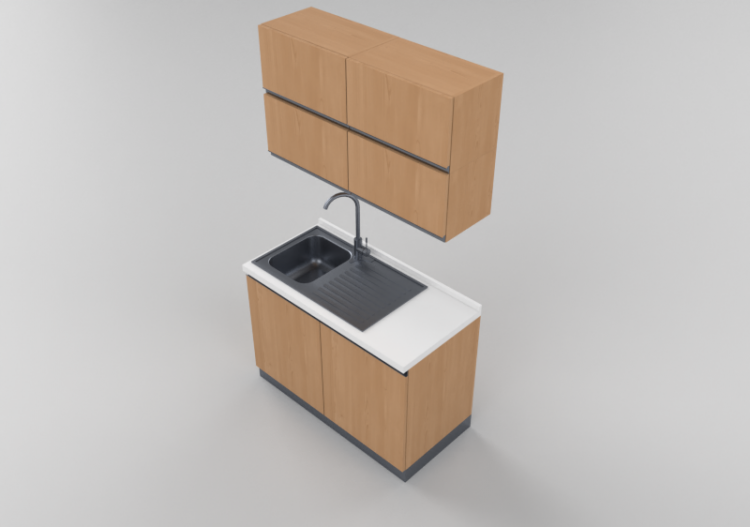 Cozinhas 3D - Bloco pia linear 120x216cm - ACCA software