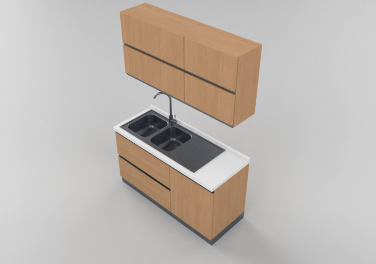 Cozinhas 3D - Bloco pia linear 150x216cm - ACCA software