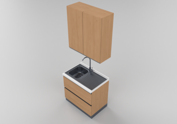 Cocinas 3D - Bloque fregadero linear 90x240cm - ACCA...