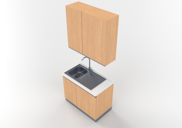 Cucine 3D - Blocco lavello lineare 105x240cm - ACCA...