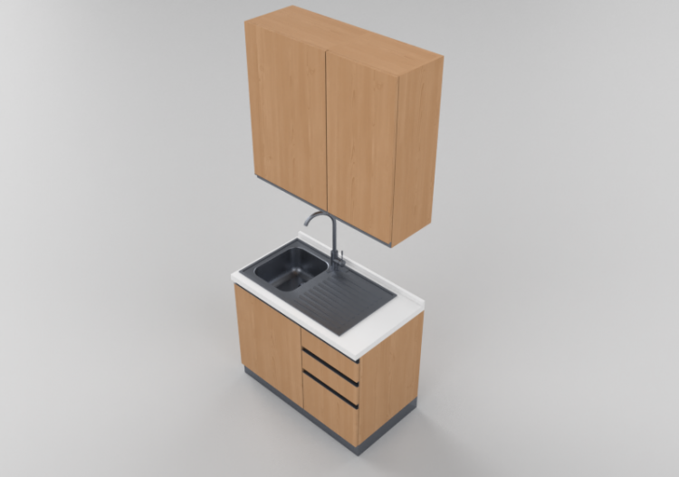 Cozinhas 3D - Bloco pia linear 105x240cm - ACCA software