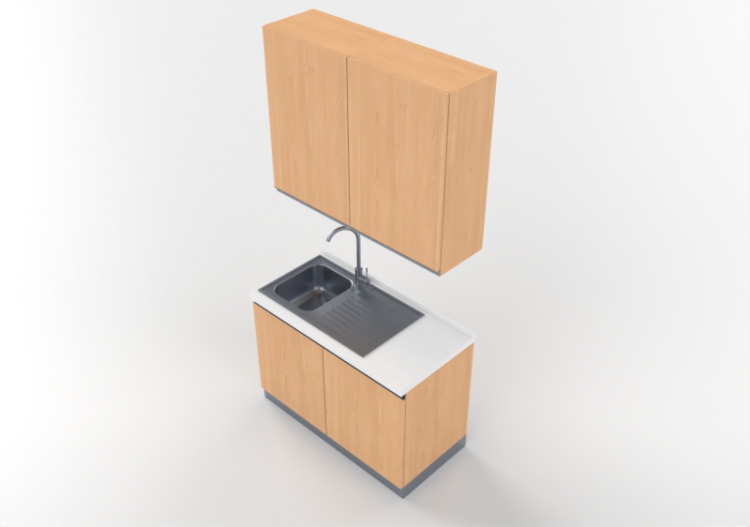 Cuisine 3D - Bloc évier linéaire 120x240cm - ACCA software