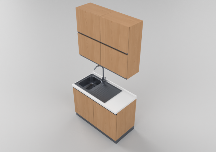 Cozinhas 3D - Bloco pia linear 120x240cm - ACCA software