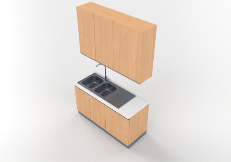 Cozinhas 3D - Bloco pia linear 150x240cm - ACCA software