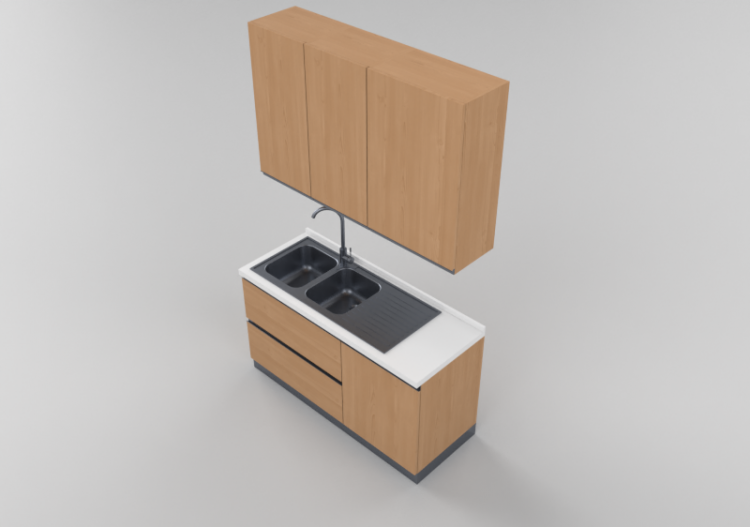 Cucine 3D - Blocco lavello lineare 150x240cm - ACCA...