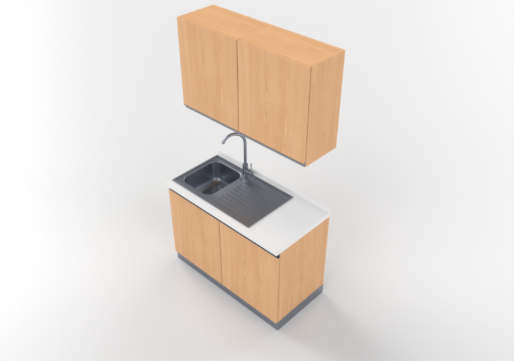 Cocinas 3D - Bloque fregadero linear 120x216cm - ACCA...