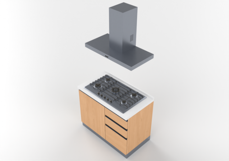 3D Kitchens - Complete cooking block 105x216cm - ACCA...