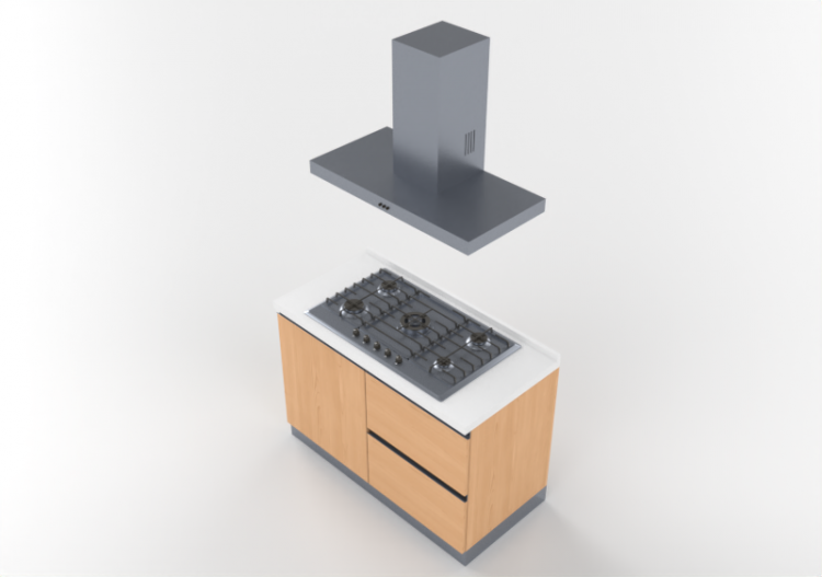 Cocinas 3D - Cocina linear 120x216cm - ACCA software
