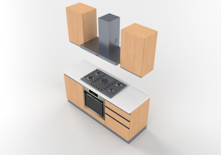 3D Kitchens - Complete cooking block 180x216cm - ACCA...