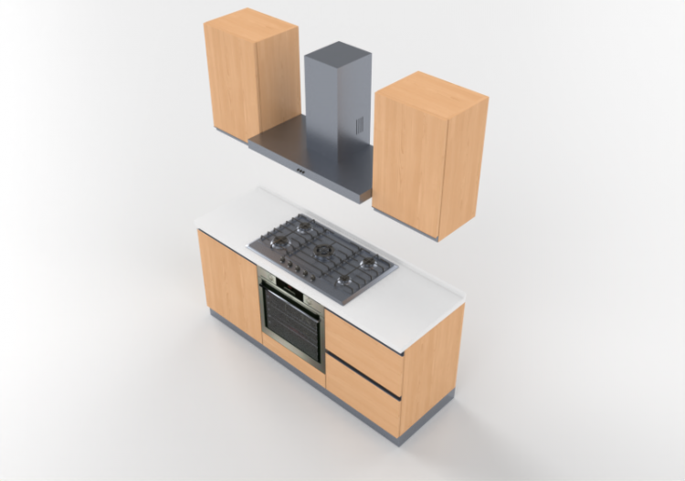 3D Kitchens - Complete cooking block 180x216cm - ACCA...