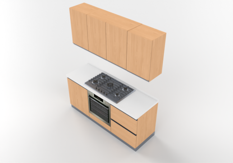 3D Kitchens - Complete cooking block 180x216cm - ACCA...