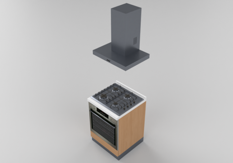 Cucine 3D - Blocco cottura lineare 60x216cm - ACCA software