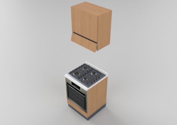 Cucine 3D - Blocco cottura lineare 60x216cm - ACCA software