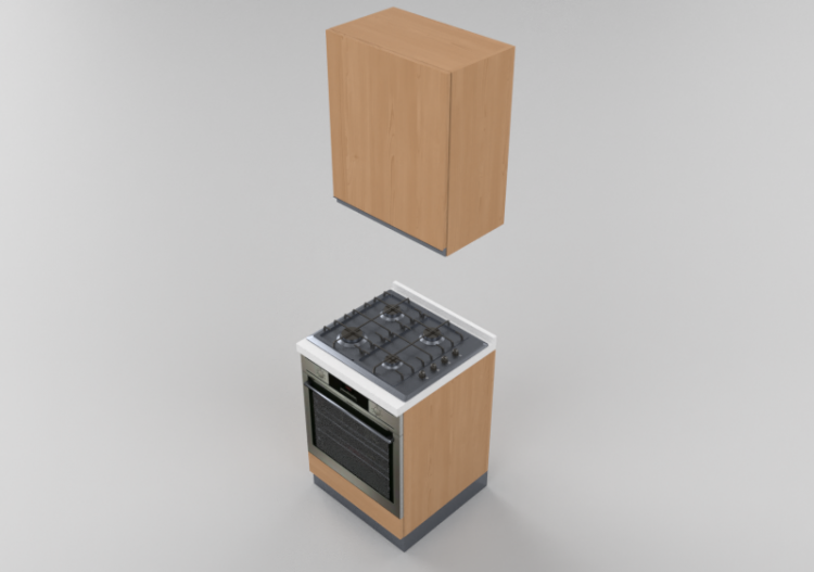 Cucine 3D - Blocco cottura lineare 60x216cm - ACCA software