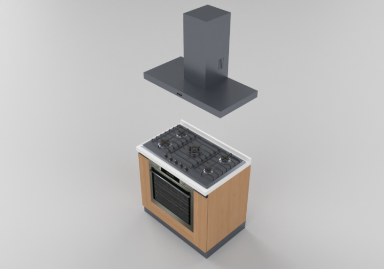 3D Kitchens - Complete cooking block 90x216cm - ACCA...